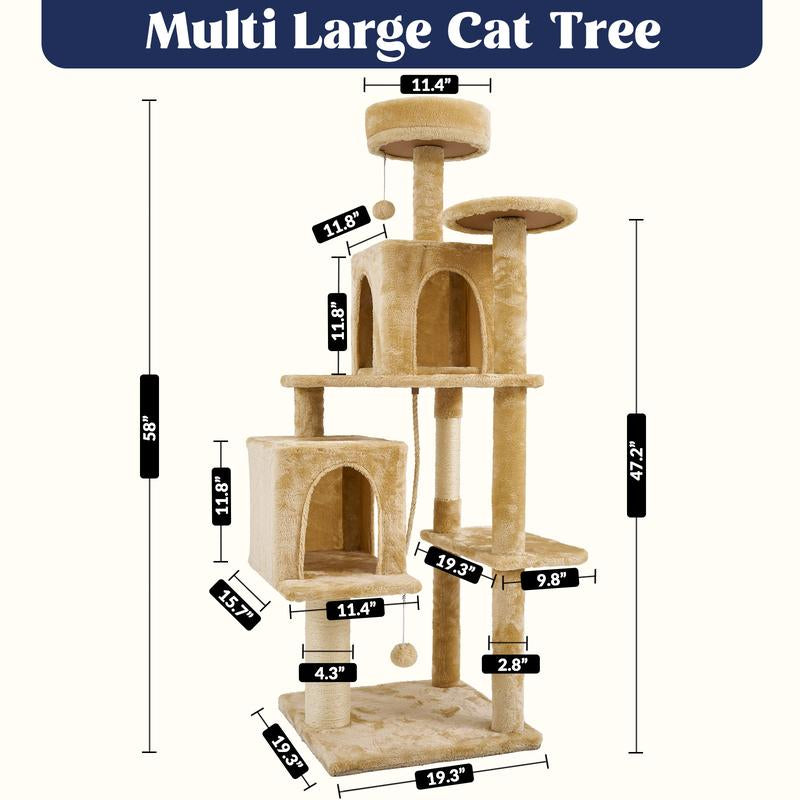 【Valentine'S Day Gift】Wecharmer Cat Tree / Tower for Indoor Cats with Green Leaves, Cat Condo Cozy Plush Cat House with Hang Ball and Leaf Shape Design, Cat Furniture Pet House with Cat Scratching Posts