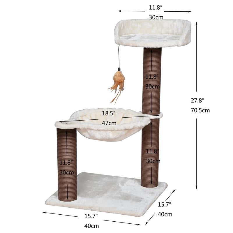 3-Level Plush Perch and Hammock Cat Tree