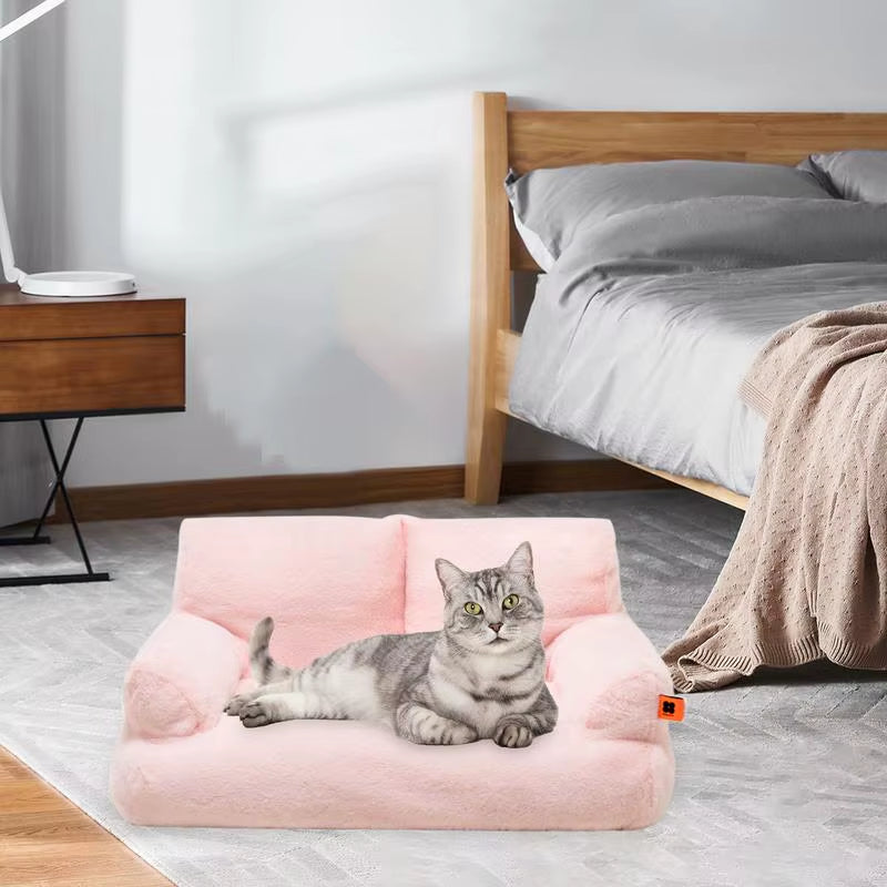 Cat Couch Bed Washable Pet Sofa Warm Cat Bed Plush Puppy Bed Small Dog Sofa with Anti-Slip Bottom Pet Bed for Small Medium Dogs