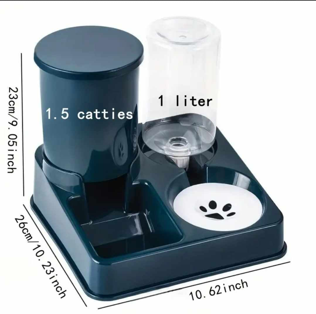 Automatic Cat Food and Water Dispenser, 2 in 1 Gravity Cat Dry Food and Water..