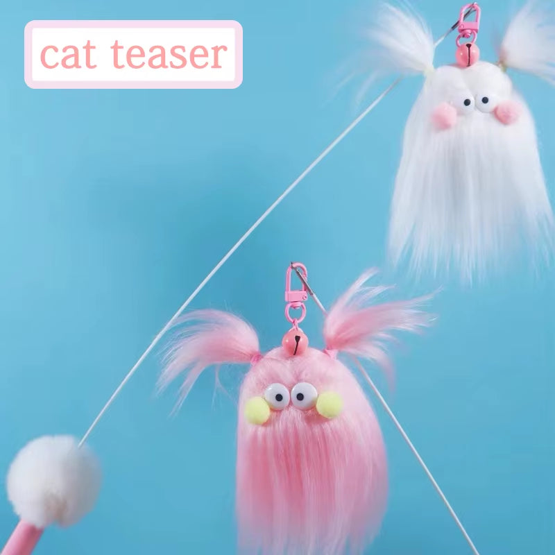 New Funny Cat Teaser Toys Fluffy Artificial Hair Cat Interactive Toy Cat Wand Toy for Kitten Pet Supplies Dropshipping