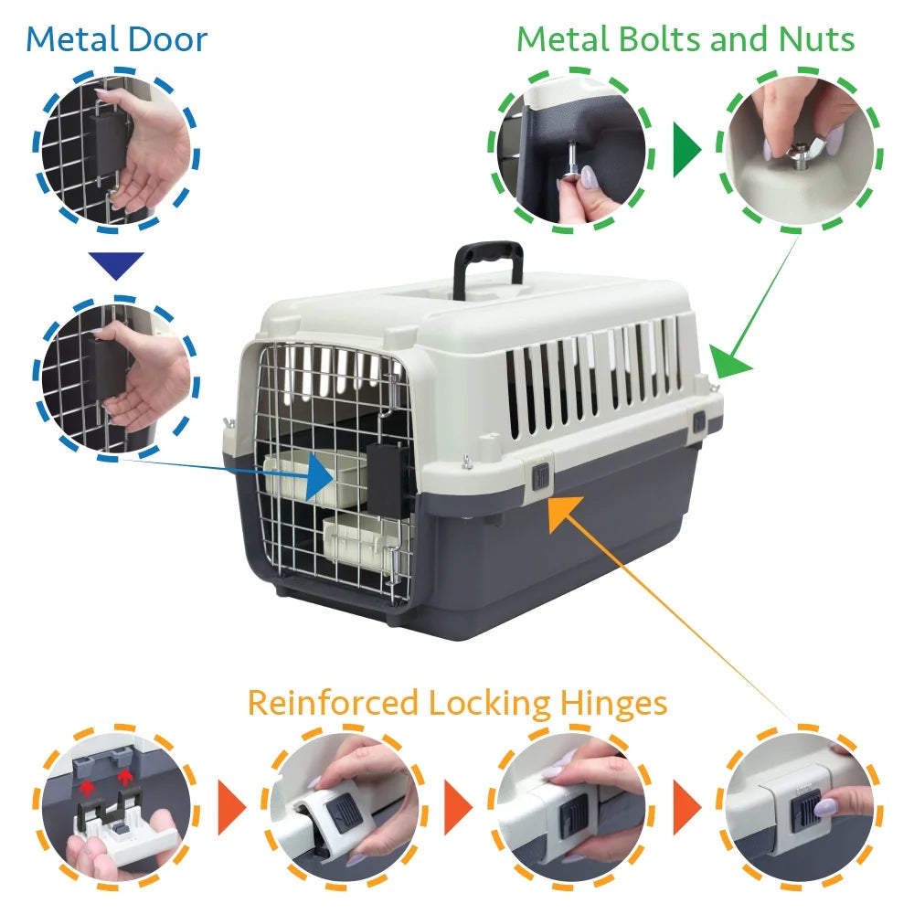 Plastic Dog IATA Airline Approved Kennel Carrier, Medium, 1 Piece