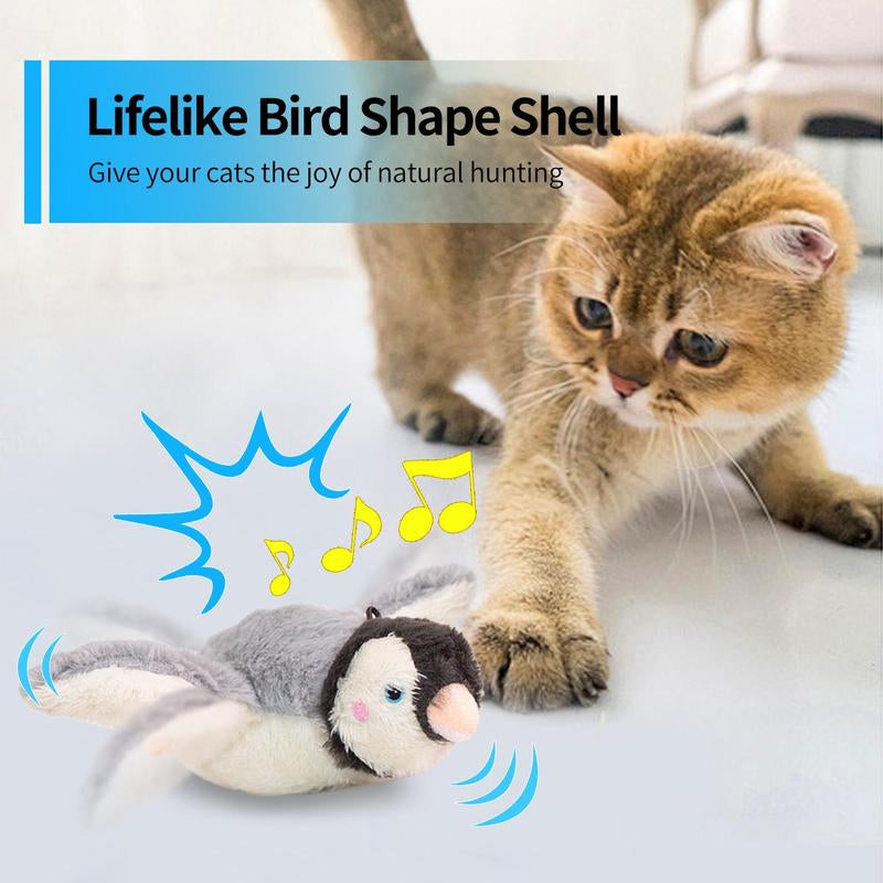 Electric Bird Design Cat Teaser Toy, Rechargeable Lifelike Flapping Bird with Plush Cover, Interactive Cat Toy, Pet Supplies for Indoor and Outdoor Playing