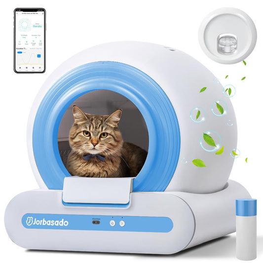 Jorbasado Self Cleaning Litter Box, No Scoop Automatic Cat Litter Box with APP Control, Odor Removal Cat Litter Box for Multiple Cats Cat Litter Box Self-Cleaning Extra