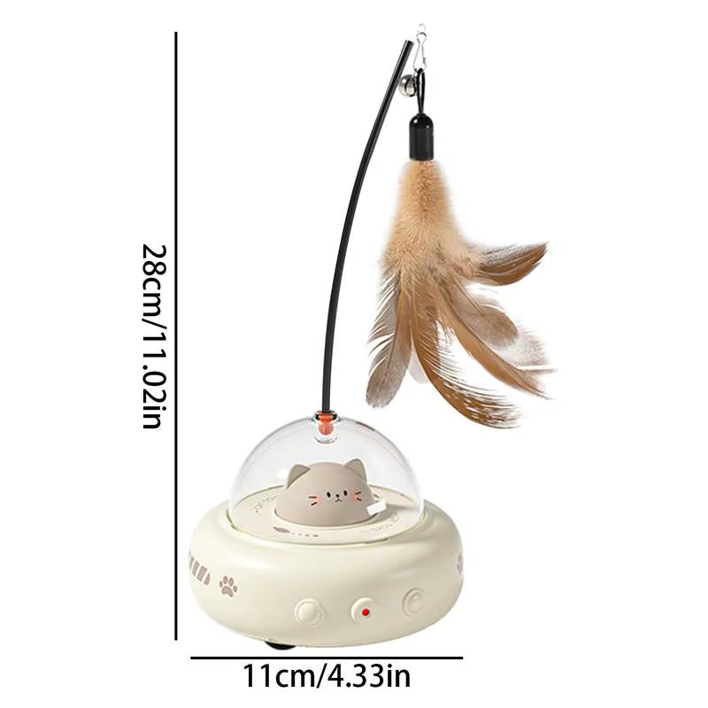 Electric Interactive Cat Toy Cat Toys with Feather Cat Teaser Wand Rechargeable Electric Sensing Pet Toys for Chasing