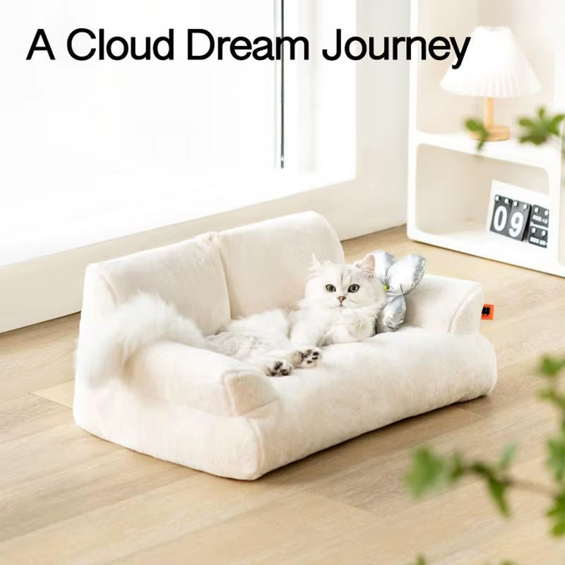 Cat Couch Bed Washable Pet Sofa Warm Cat Bed Plush Puppy Bed Small Dog Sofa with Anti-Slip Bottom Pet Bed for Small Medium Dogs