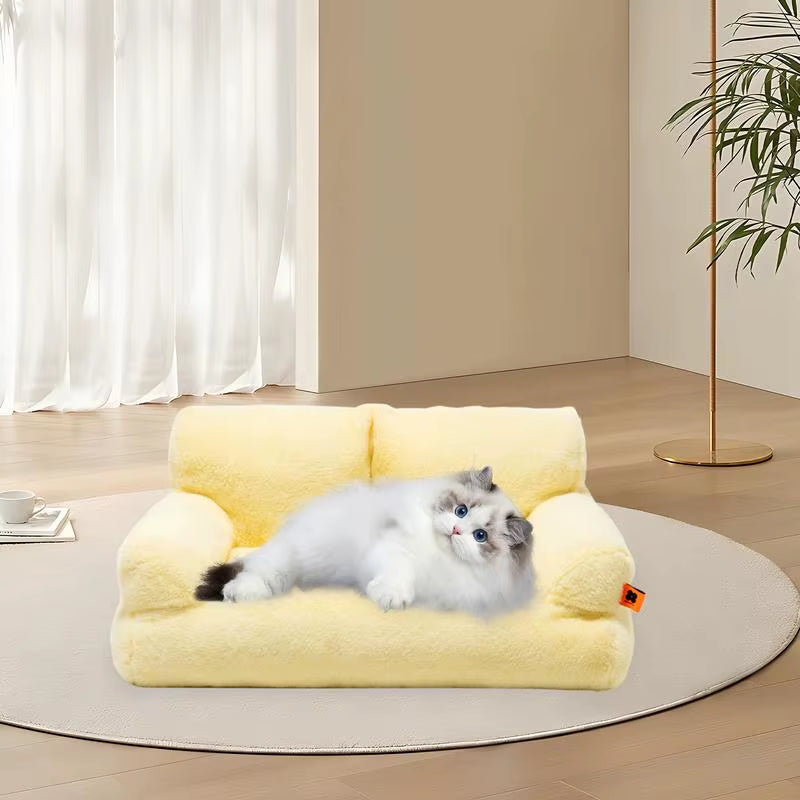 Cat Couch Bed Washable Pet Sofa Warm Cat Bed Plush Puppy Bed Small Dog Sofa with Anti-Slip Bottom Pet Bed for Small Medium Dogs