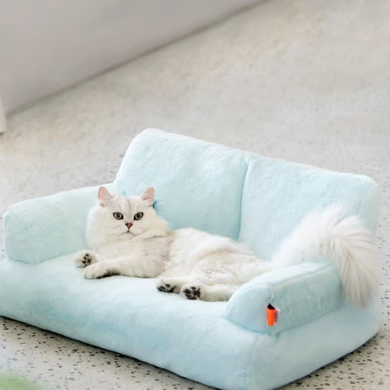 Cat Couch Bed Washable Pet Sofa Warm Cat Bed Plush Puppy Bed Small Dog Sofa with Anti-Slip Bottom Pet Bed for Small Medium Dogs