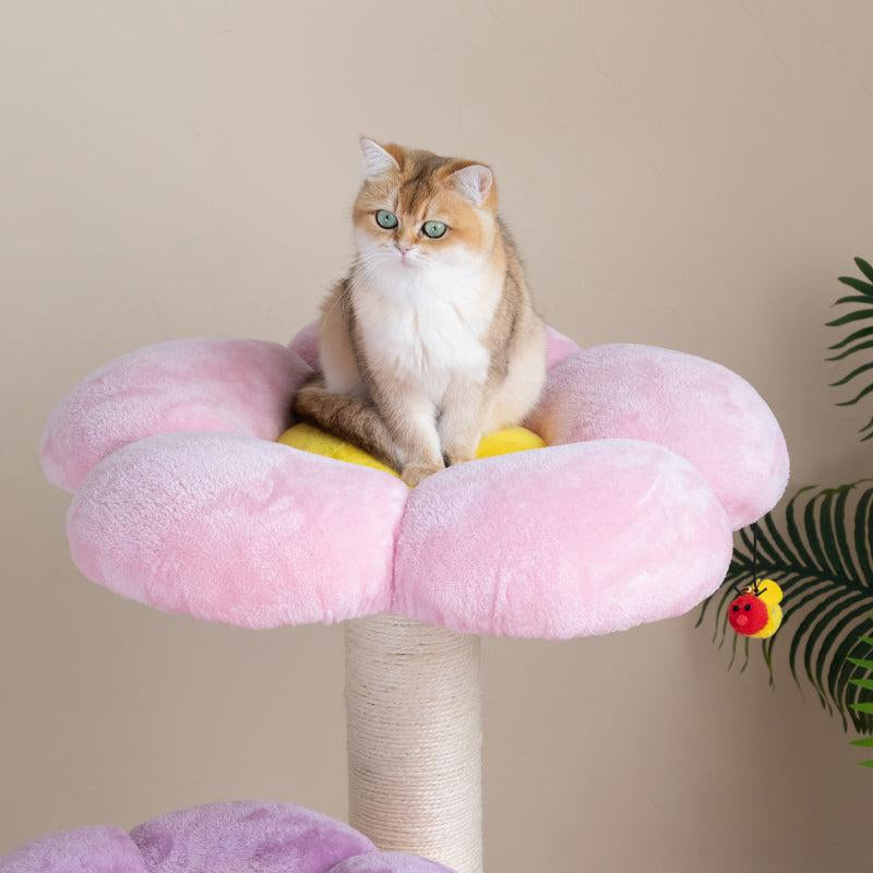 Multi-Level Flower Cat Tree with Soft Mats- Cat Tower with Sisal Scratching Post for Large Cats and Multi-Pet Households for Cat up to 20Lbs