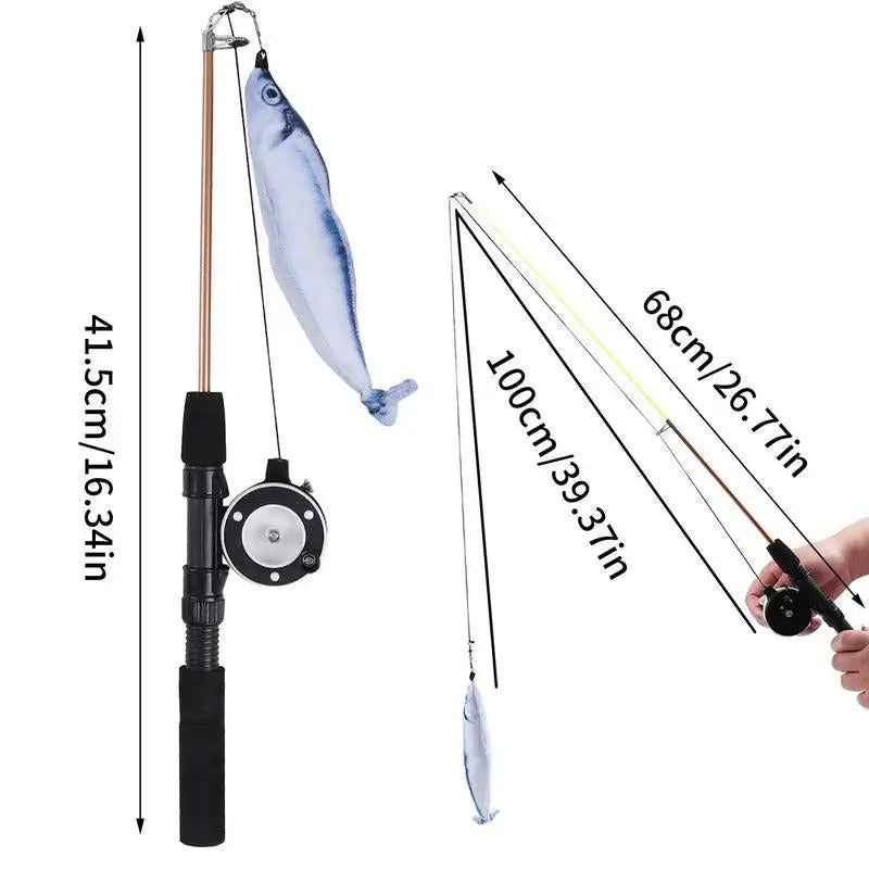 Retractable Cat Toy Fishing Pole for Indoor and Outdoor Play