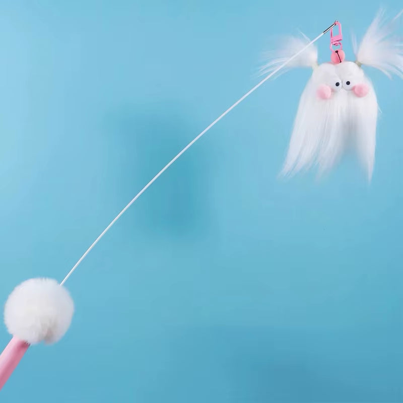 New Funny Cat Teaser Toys Fluffy Artificial Hair Cat Interactive Toy Cat Wand Toy for Kitten Pet Supplies Dropshipping