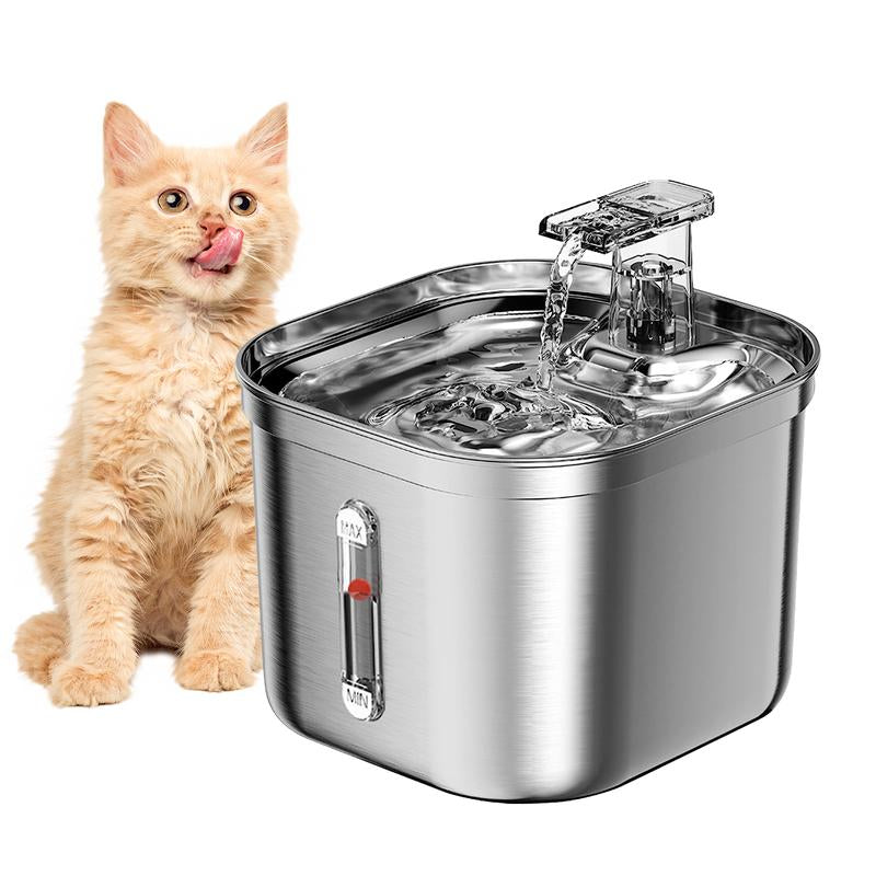 Upgraded Stainless Steel Pet Water Dispenser - Food Grade Stainless Steel Material, Advanced Filtration Technology, Ultra-Quiet Operation and 2.2L Capacity to Provide High-Quality Water for Pets!