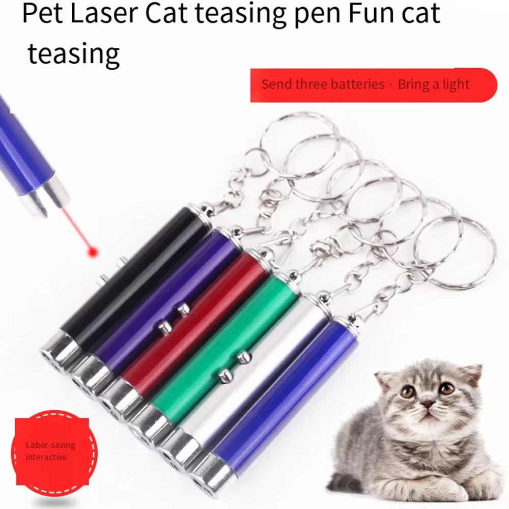 Mini Cat Toy Laser Pointer LED Flashlight Dog Cat Laser Toy Fun Pet Electronic Device Interactive Cat Toy (1 Pack, Purple)