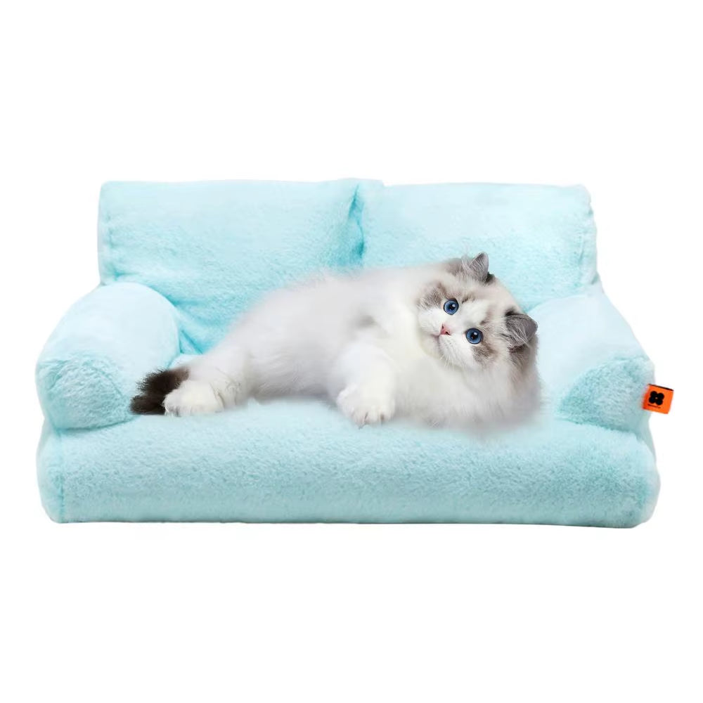 Cat Couch Bed Washable Pet Sofa Warm Cat Bed Plush Puppy Bed Small Dog Sofa with Anti-Slip Bottom Pet Bed for Small Medium Dogs