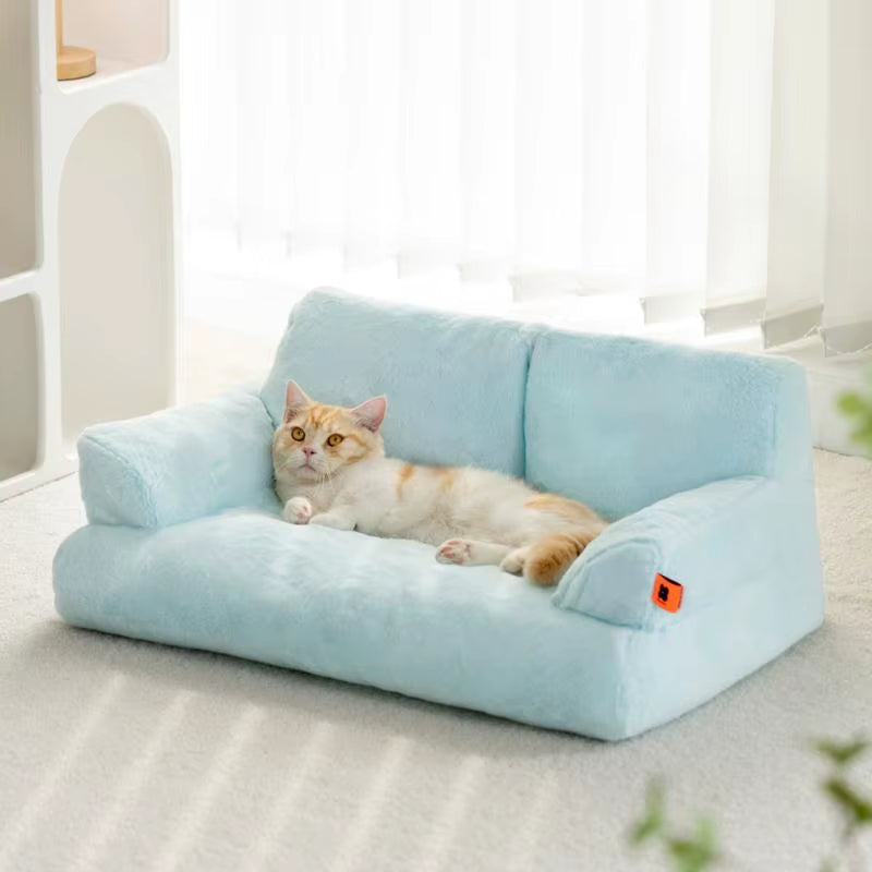 Cat Couch Bed Washable Pet Sofa Warm Cat Bed Plush Puppy Bed Small Dog Sofa with Anti-Slip Bottom Pet Bed for Small Medium Dogs