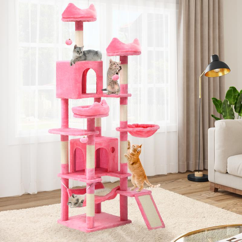 YITAHOME Tall Cat Tree for Indoor Cats, 75 Inch Multi-Level Cat Tower with Cat Condos, Top Perches, Cozy Basket,Hammocks, Large Pet Activity Structure