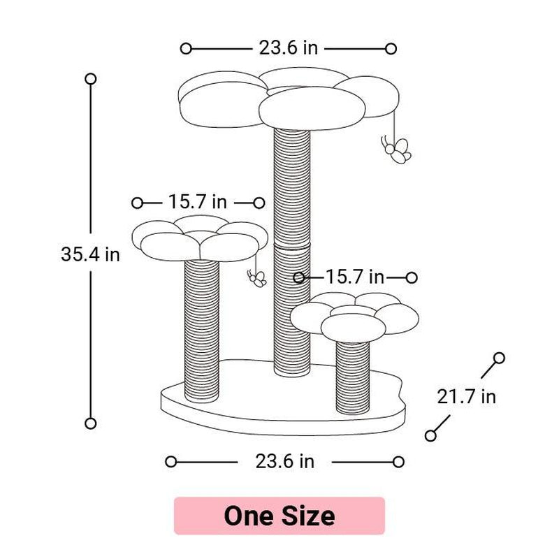 Multi-Level Flower Cat Tree with Soft Mats- Cat Tower with Sisal Scratching Post for Large Cats and Multi-Pet Households for Cat up to 20Lbs