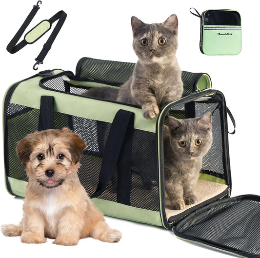 Large Cat Carrier for 2 Cats - Soft Portable Pet Carrier Bag - Large Dog Carrier Collapsible, Top Loading Cat Transport Carrier, Dog Flight Carrier Airline Approved