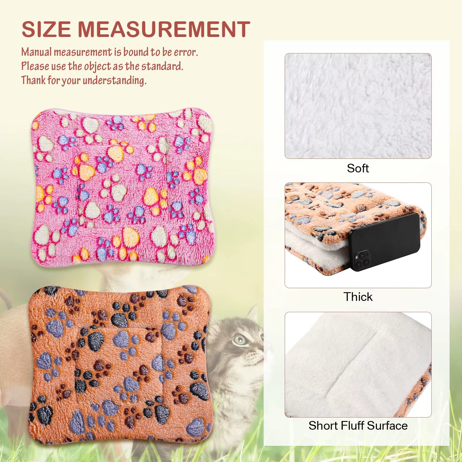 Large Size Flannel Dog Bed Thicken Cat Bed Sleeping Mat Dog Mat Blanket for Puppy Kitten Dog Bed Rug for Small Medium Large Dog