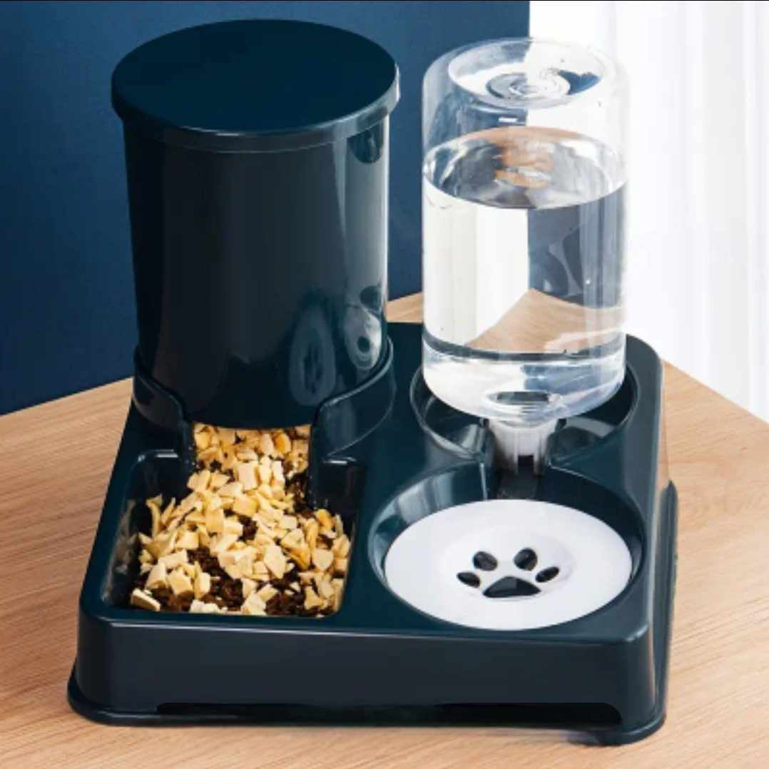 Automatic Cat Food and Water Dispenser, 2 in 1 Gravity Cat Dry Food and Water..