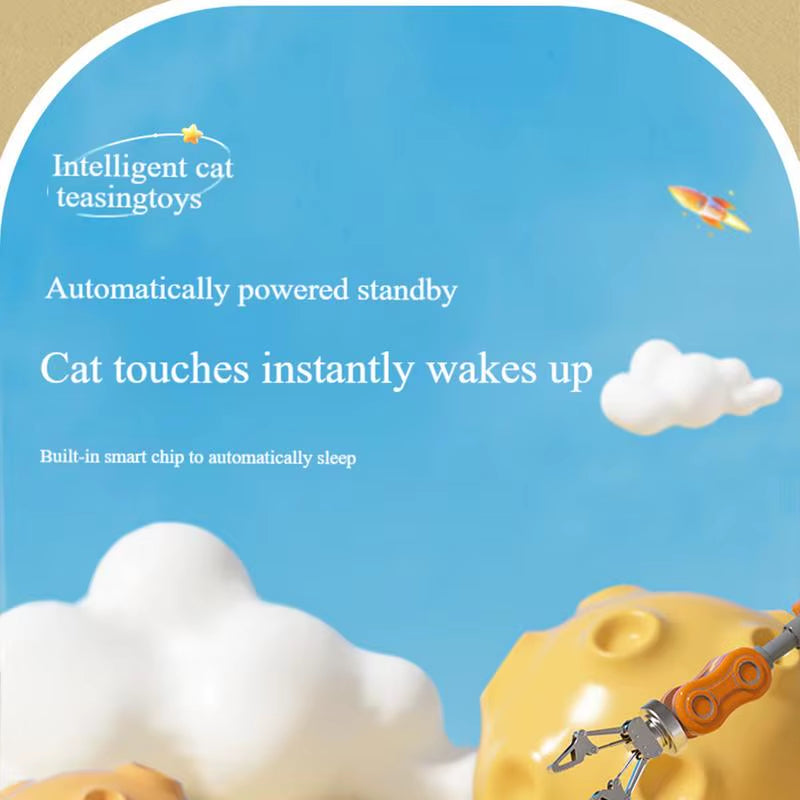 Electric Interactive Cat Toy Cat Toys with Feather Cat Teaser Wand Rechargeable Electric Sensing Pet Toys for Chasing