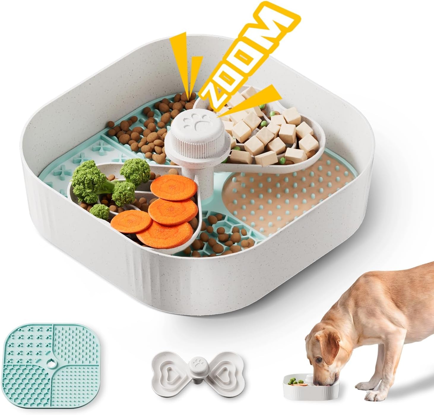 Slow Feeder Dog Bowls,Dog Slow Feeder Bowl with Lick Mat,Plant-Based Puzzle Maze Dog Food Bowls for Dry,Wet,And Raw Food,Removable Interactive Slow Eating Dog for Small/Medium/Large Breed