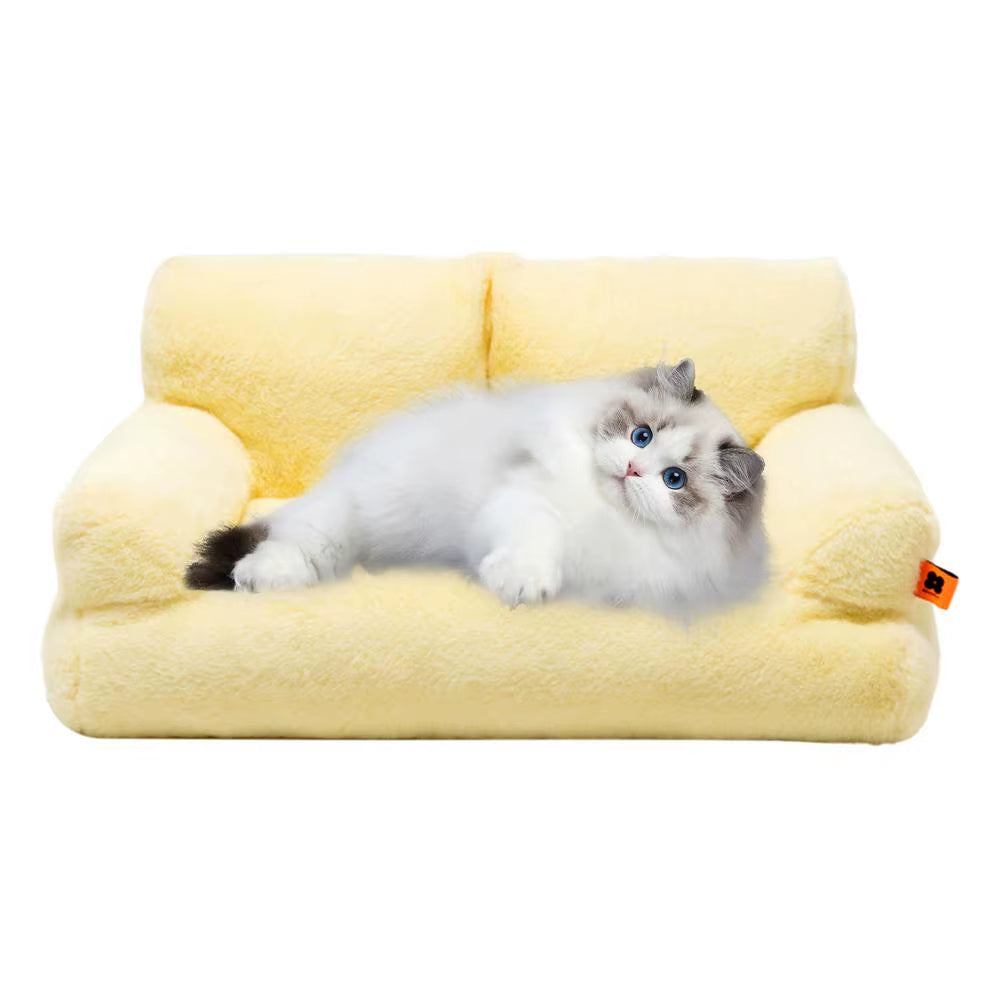 Cat Couch Bed Washable Pet Sofa Warm Cat Bed Plush Puppy Bed Small Dog Sofa with Anti-Slip Bottom Pet Bed for Small Medium Dogs