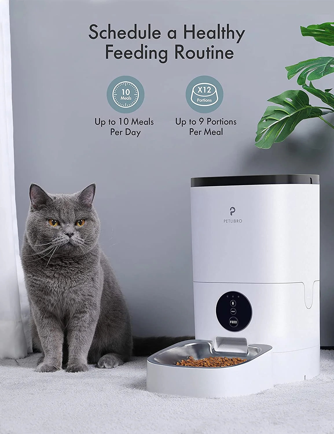 Automatic Dog&Cat Feeder, Timed Cat Feeder with Desiccant Bag for Pet Dry Food, Programmable Portion Control 1-4 Meals per Day & 10S Voice Recorder for Cats and Dogs Wifi